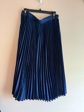 J. Crew Navy Pleated Midi Skirt